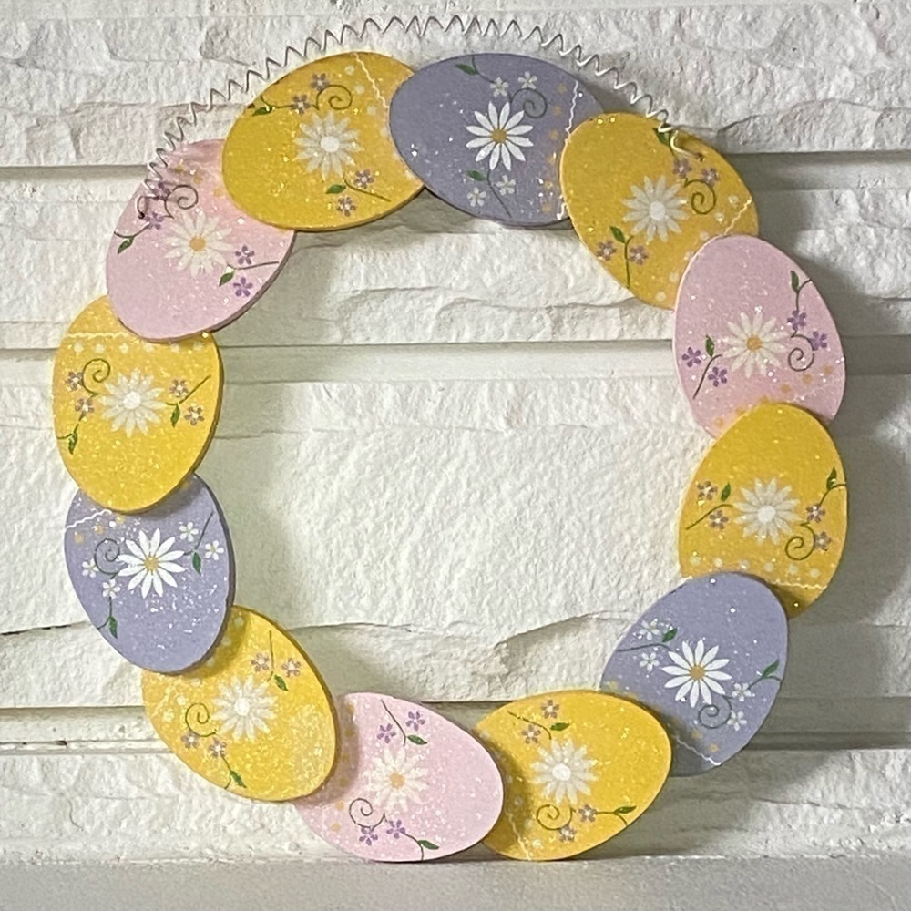 Wood Easter Egg Wreath, Colorful Easter Egg Door Decor‌‌‌